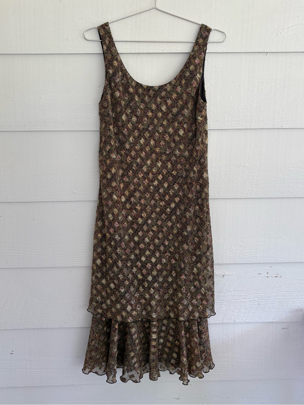 Vintage Ann Hobbs for Cattiva Size 6 Floral Drop Waist Midi Dress USA 90s